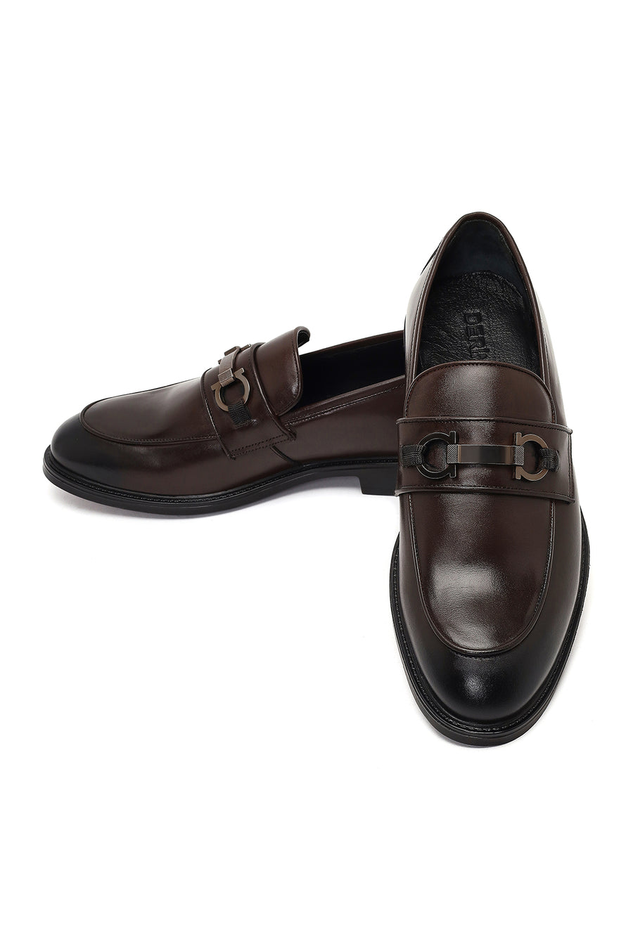 Men Brown Buckled Leather Loafer