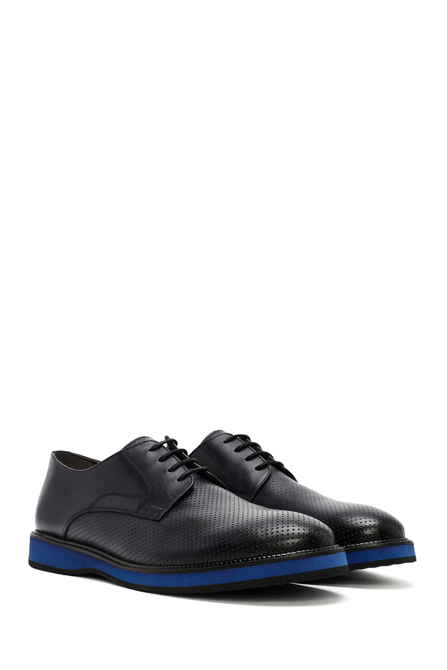 Men's Navy Blue Lace-up Leather Casual Shoes