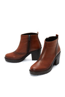 Women's Tan Zippered Heeled Classic Boots | Derimod