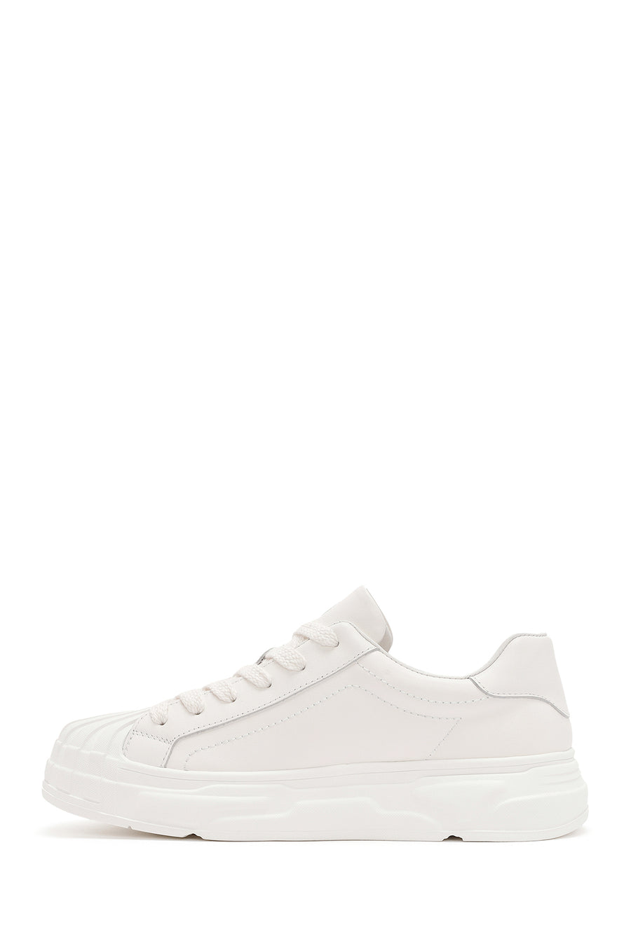 Men's White Lace-up Leather Sneaker