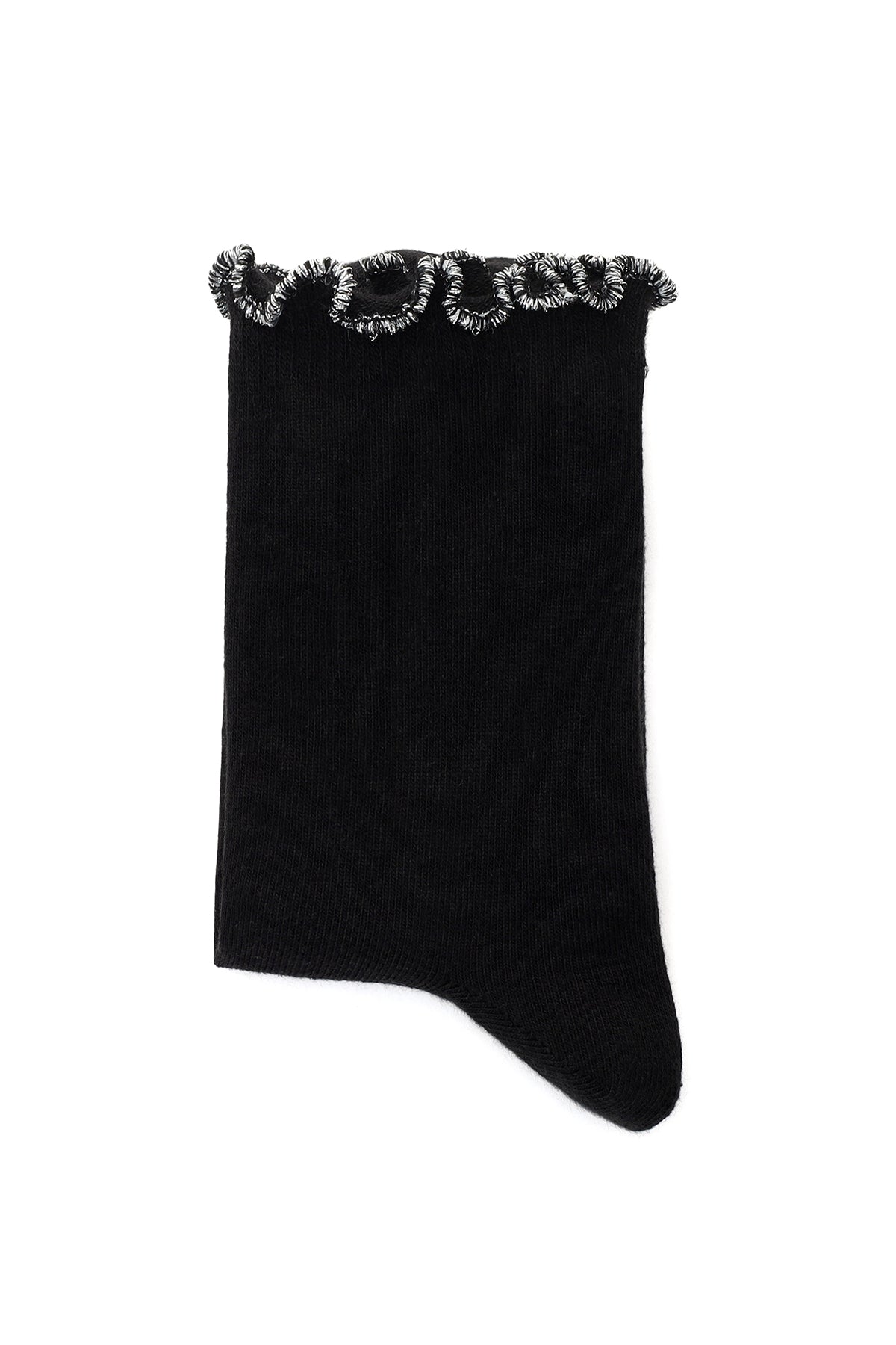 Kadın Siyah Gümüş Pamuk Çorap