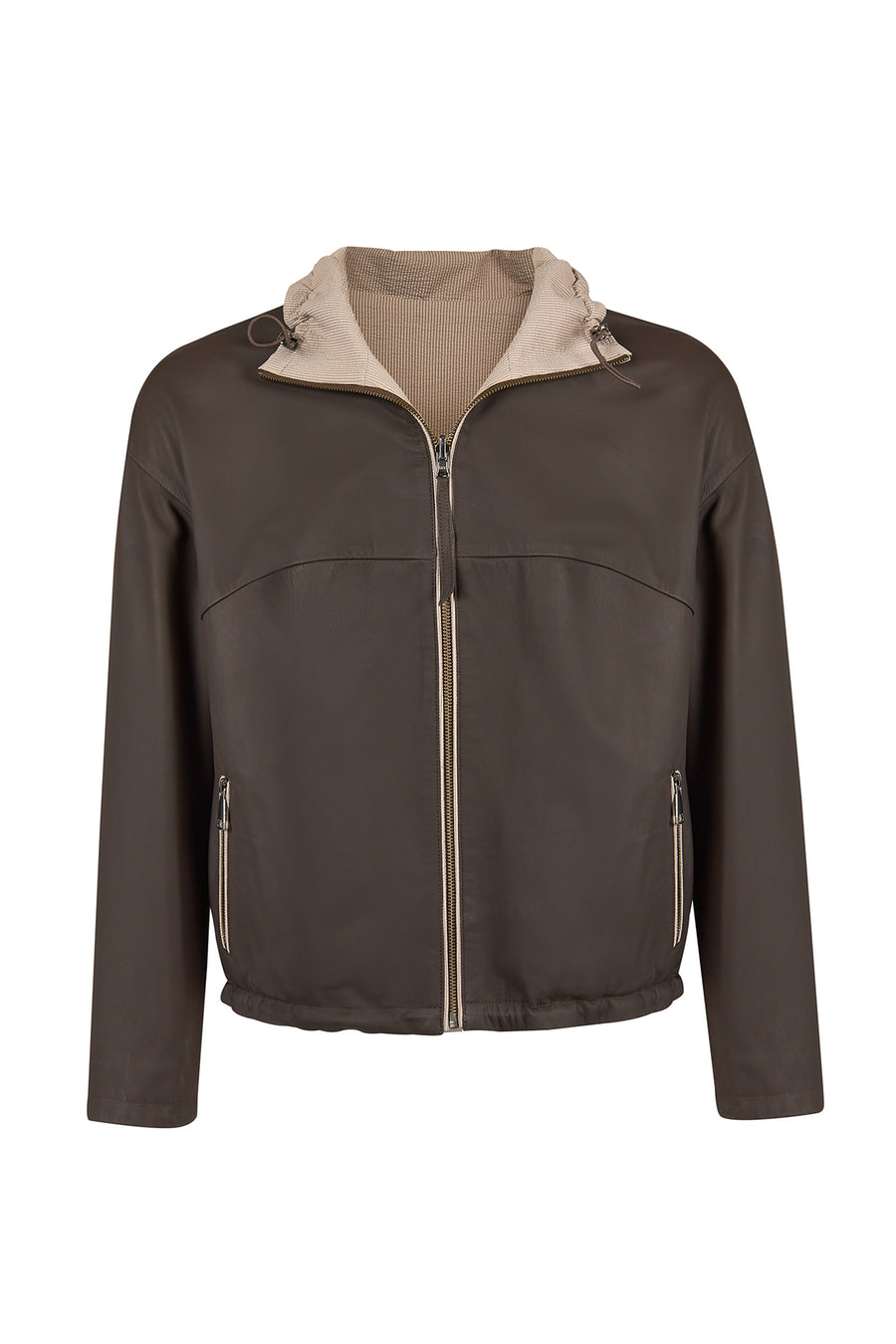 Arlin Woman Brown Reversible Oversized Leather Jacket