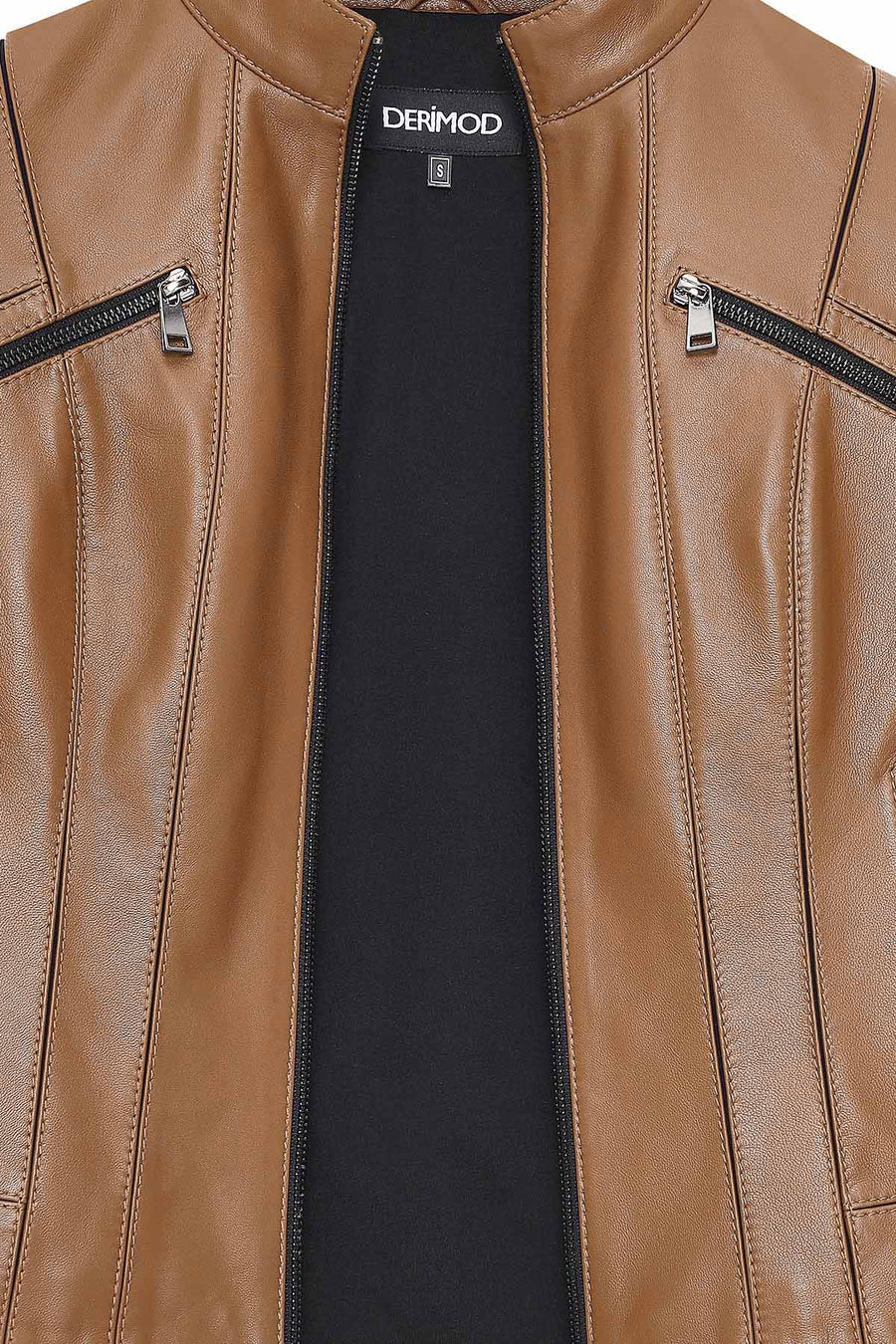 Linda Women's Camel Short Leather Jacket