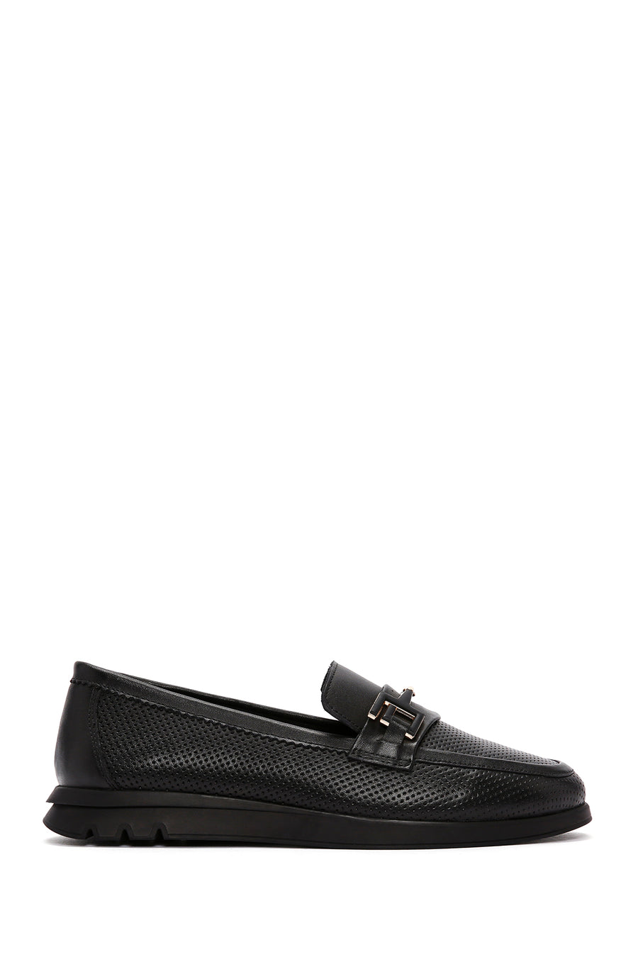 Kadın Siyah Tokalı Deri Comfort Loafer 25SFD151818 | Derimod
