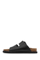 Women's Black Buckle Leather Slippers | Derimod