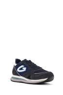 Alberto Guardiani Men's Navy Blue Wen Thick Sole Lace-Up Suede Leather Sneaker | Derimod