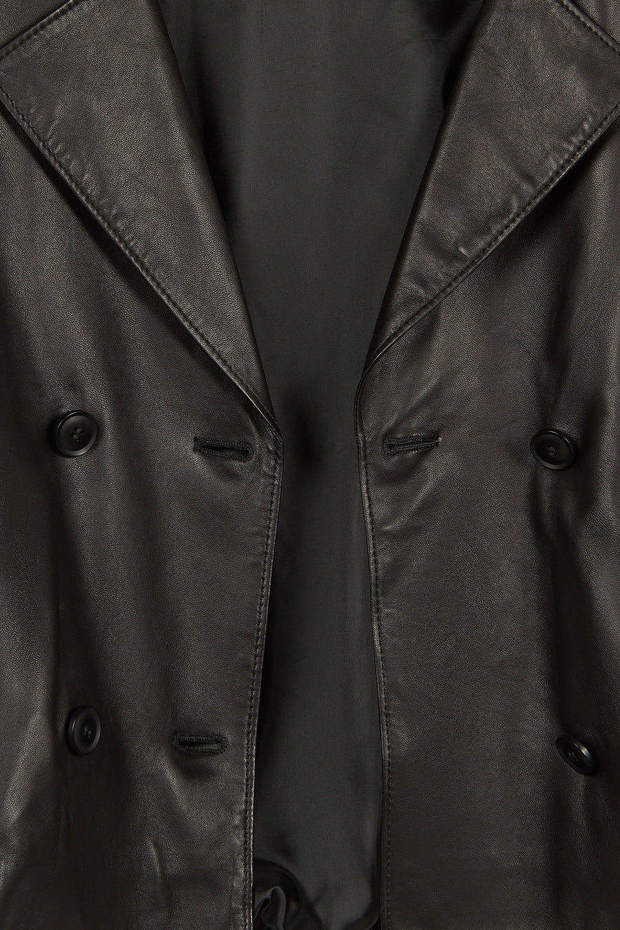 April Woman Black Short Oversize Leather Jacket
