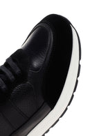 Erkek Siyah Bağcıklı Deri Casual Sneaker | Derimod
