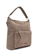 Women's Gray Short and Long Strap Suede Shoulder Bag | Derimod