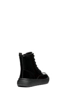 Geox Girls Black Phaolae Lace-Up Zipper Detailed Leather Combat Boots | Derimod