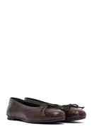 Woman Brown Patterned Leather Babet | Derimod