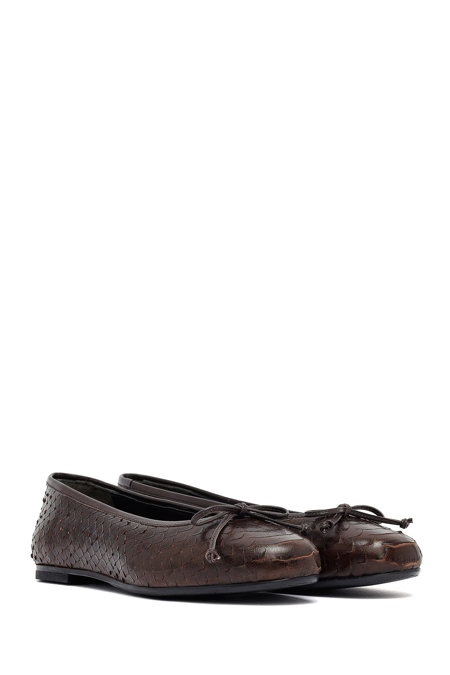 Woman Brown Patterned Leather Babet
