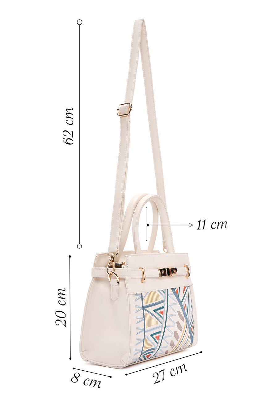 Women's Cream Long Strap Shoulder Bag