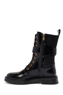 Women's Black Zippered Leather Boots | Derimod