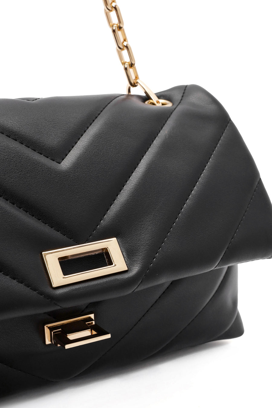 Women's Black Chain Strap Quilted Shoulder Bag