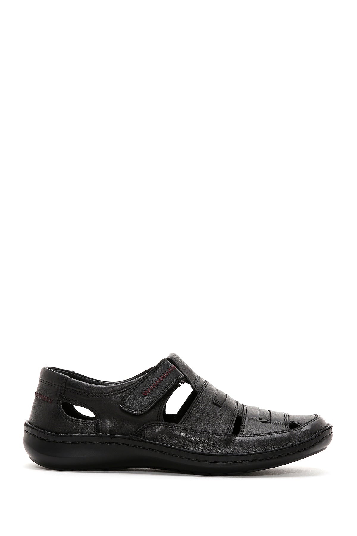 Men's Black Leather Casual Sandals 24SFD670318 | Derimod