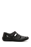 Men's Black Leather Casual Sandals | Derimod