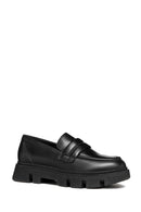 Geox Women's Black Wild Leather Moccasin Loafer | Derimod