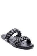 Women's Black Braided Slippers | Derimod