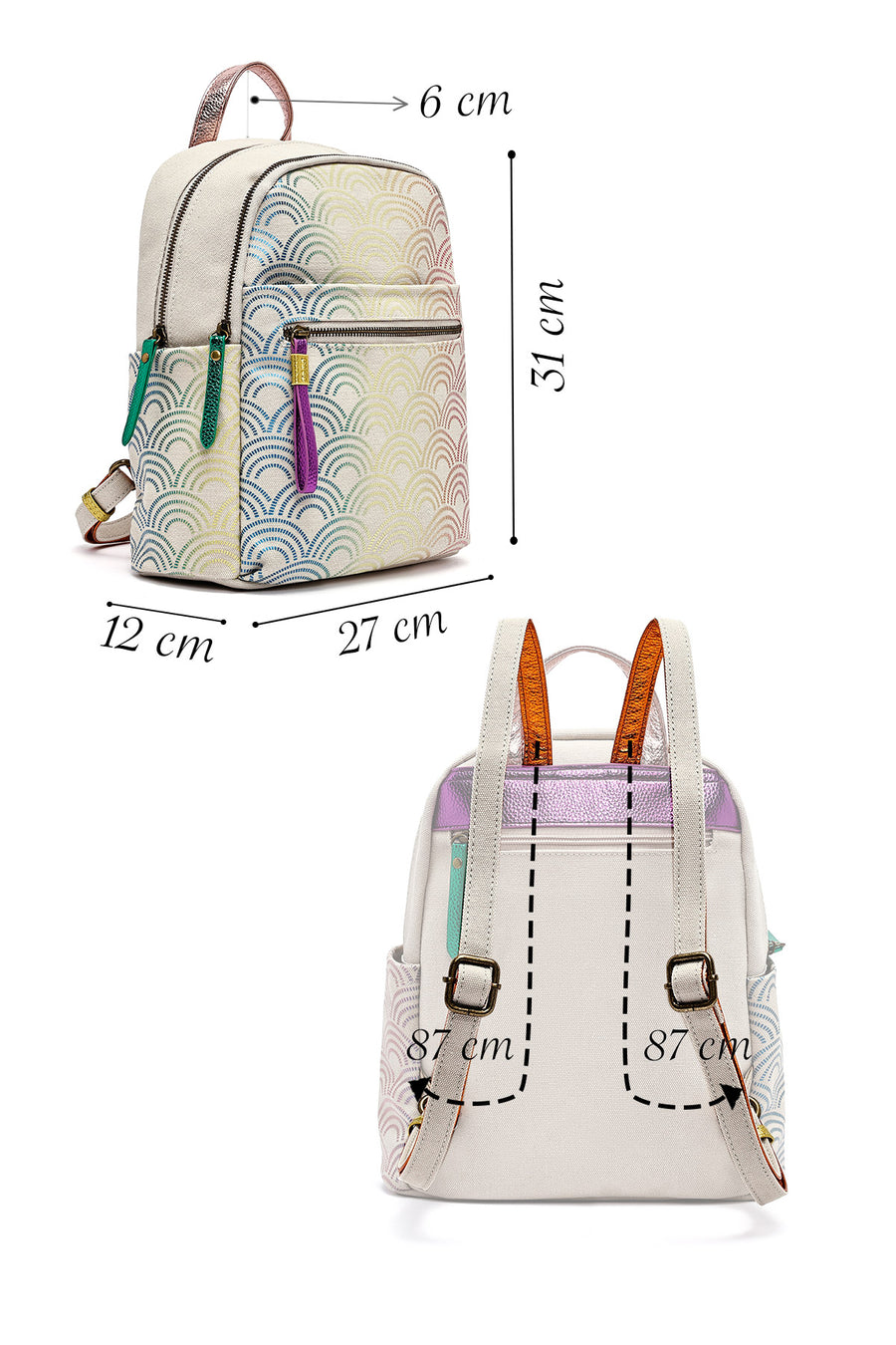 Women's Beige Hologram Patterned Backpack