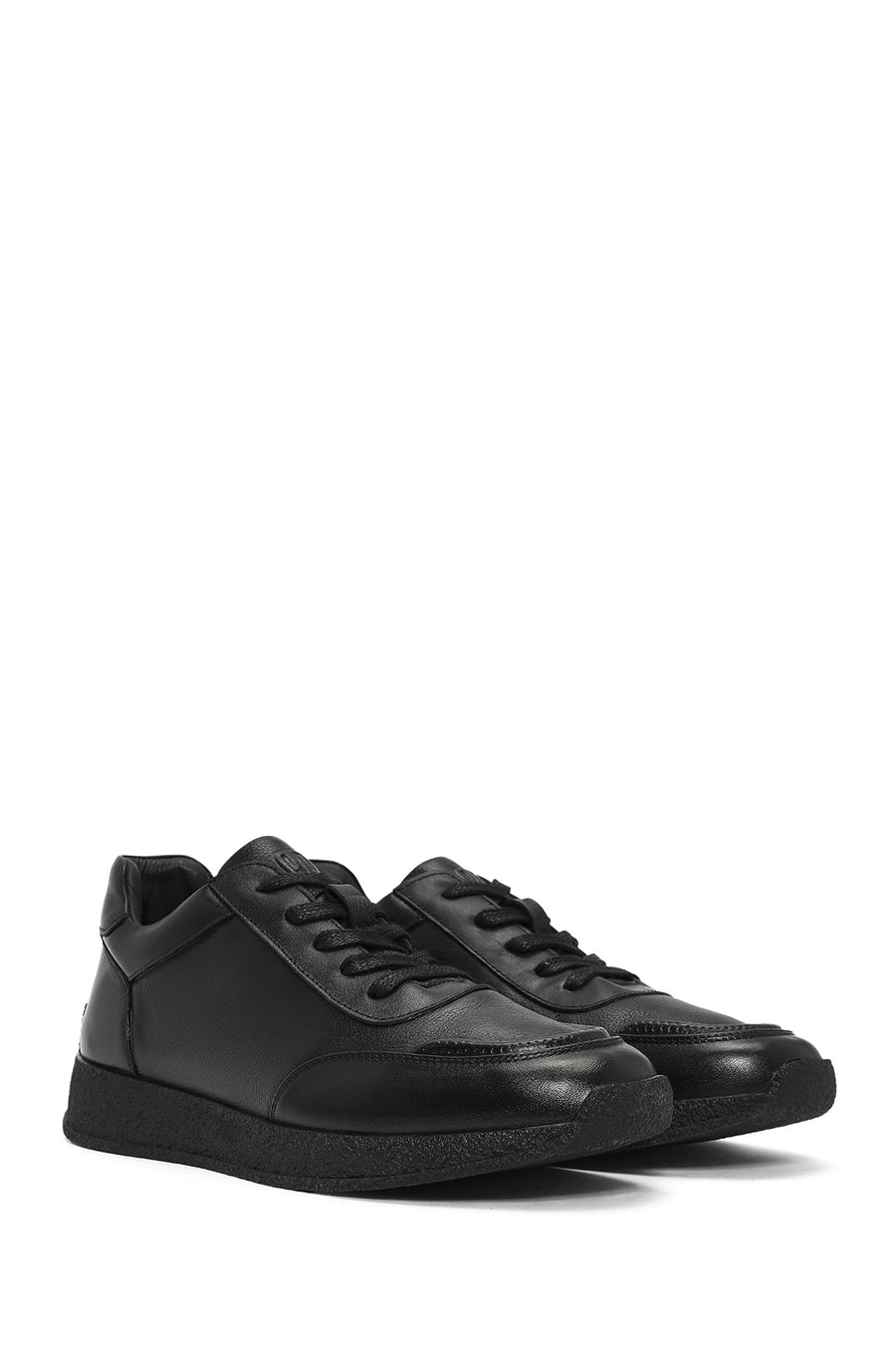 Men's Black Lace-up Leather Sneaker