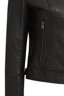 Prima Woman Black Short Leather Jacket | Derimod