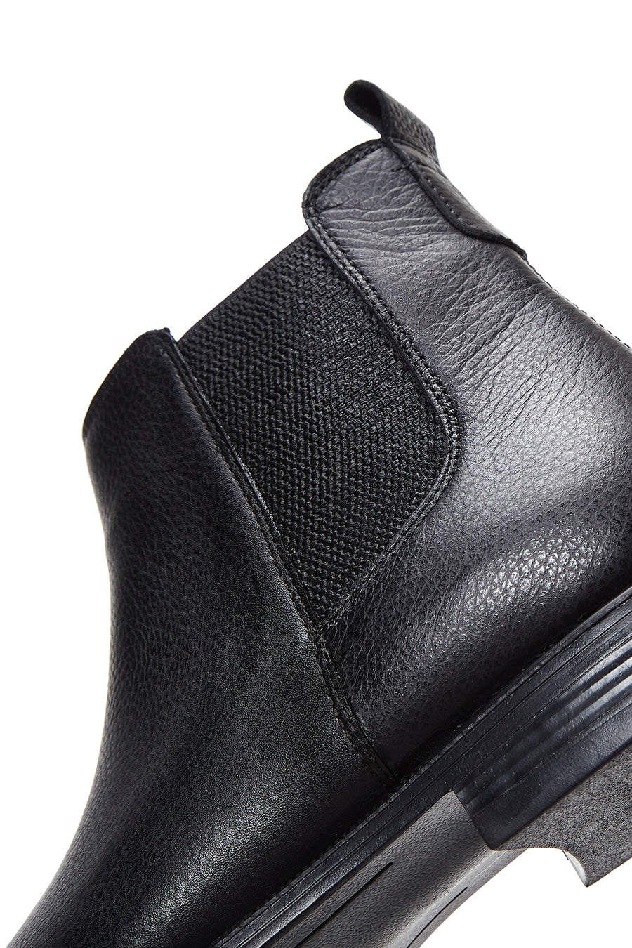 Men's Black Leather Chelsea Flat Boots