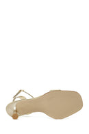 Women's Gold Ankle Buckle Thin Heel Metallic Sandals | Derimod