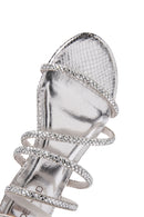 Women's Silver Ankle Strap Stone Sandals | Derimod