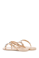 Women's Beige Faux Leather Slippers | Derimod