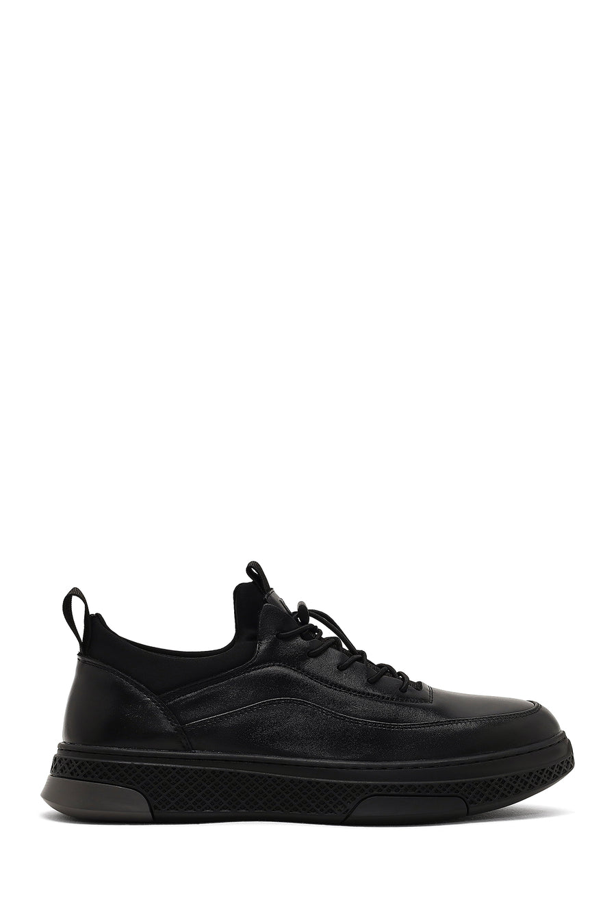 Men's Black Lace-Up Thick-Soled Leather Sneaker 25WFD697218 | Derimod