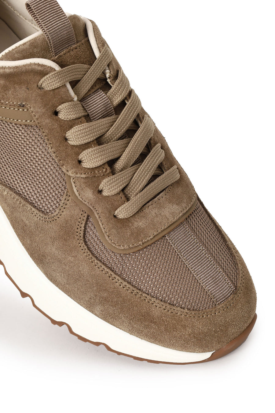 Male Brown Lace-Up Thick-Soled Leather Sneaker