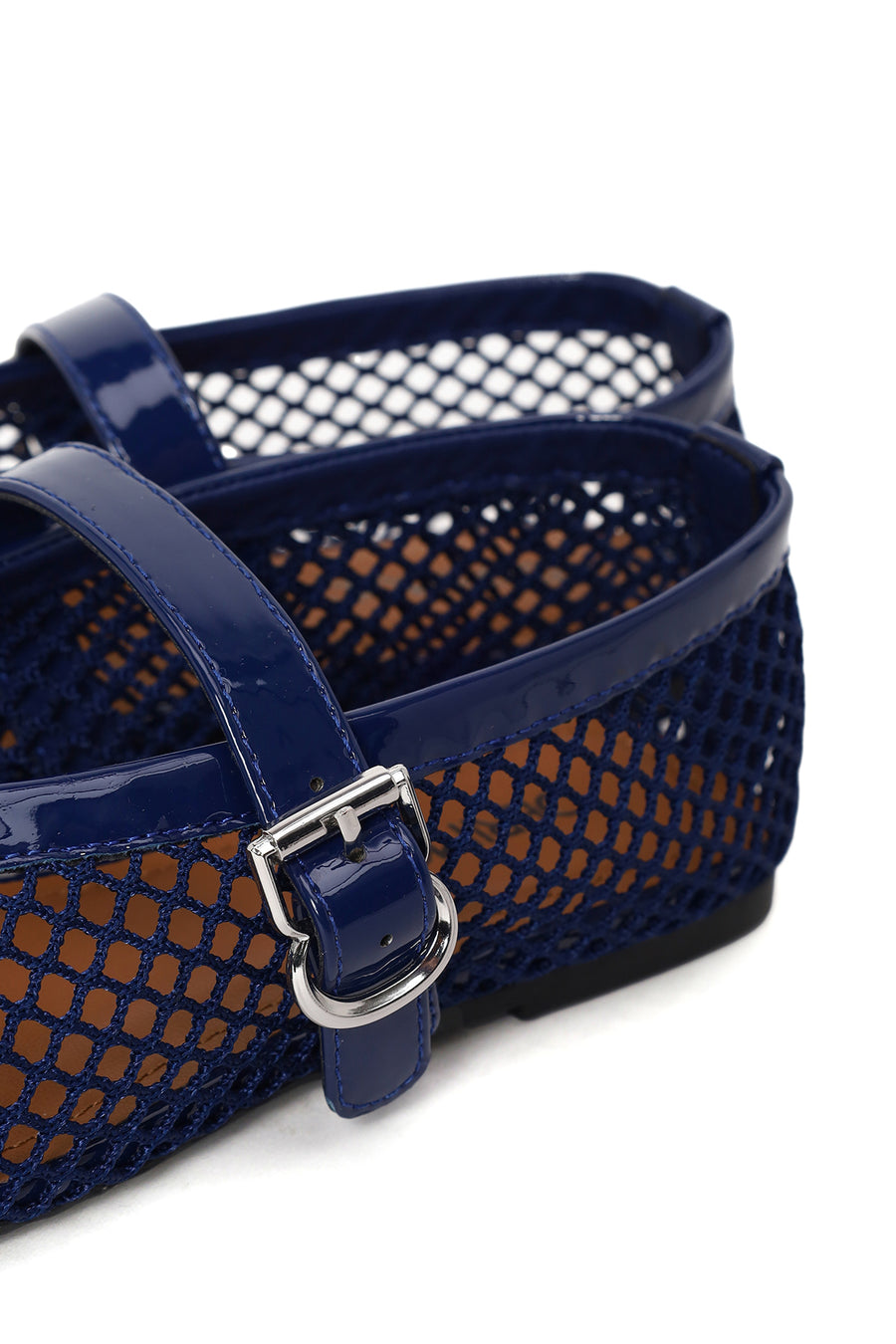 Woman Navy Mesh Ballerine Shoes