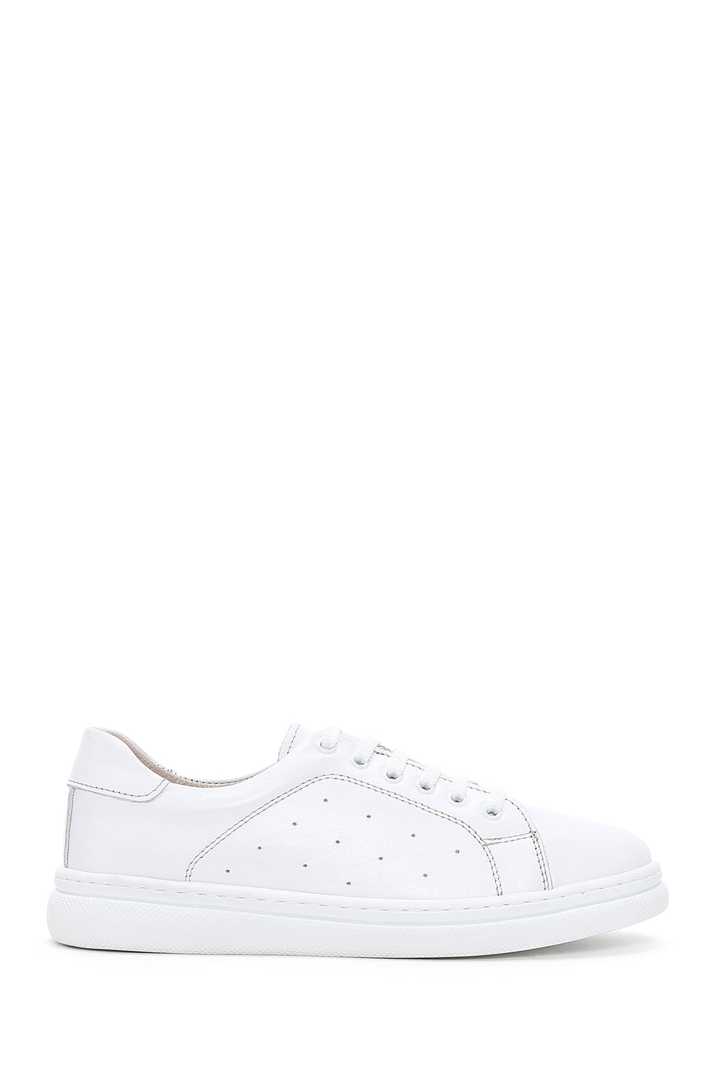 Kadın Beyaz Deri Baskılı Sneaker
