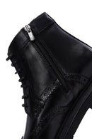 Men's Black Leather Zippered Boots | Derimod