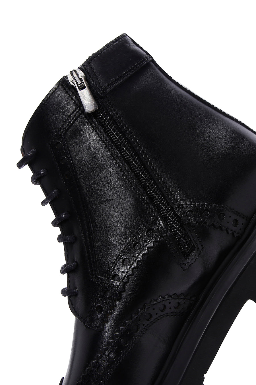 Men's Black Leather Zippered Boots