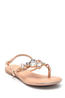 Women's Gold Stone Flat Sandals | Derimod