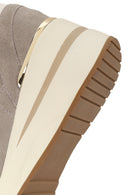 Woman Gray Lace-Up Wedge Heel Suede Shoes | Derimod
