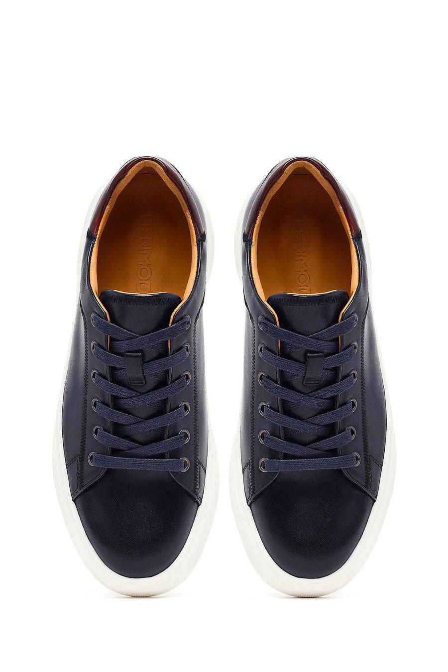 Men's Navy Blue Lace-Up Leather Sneaker