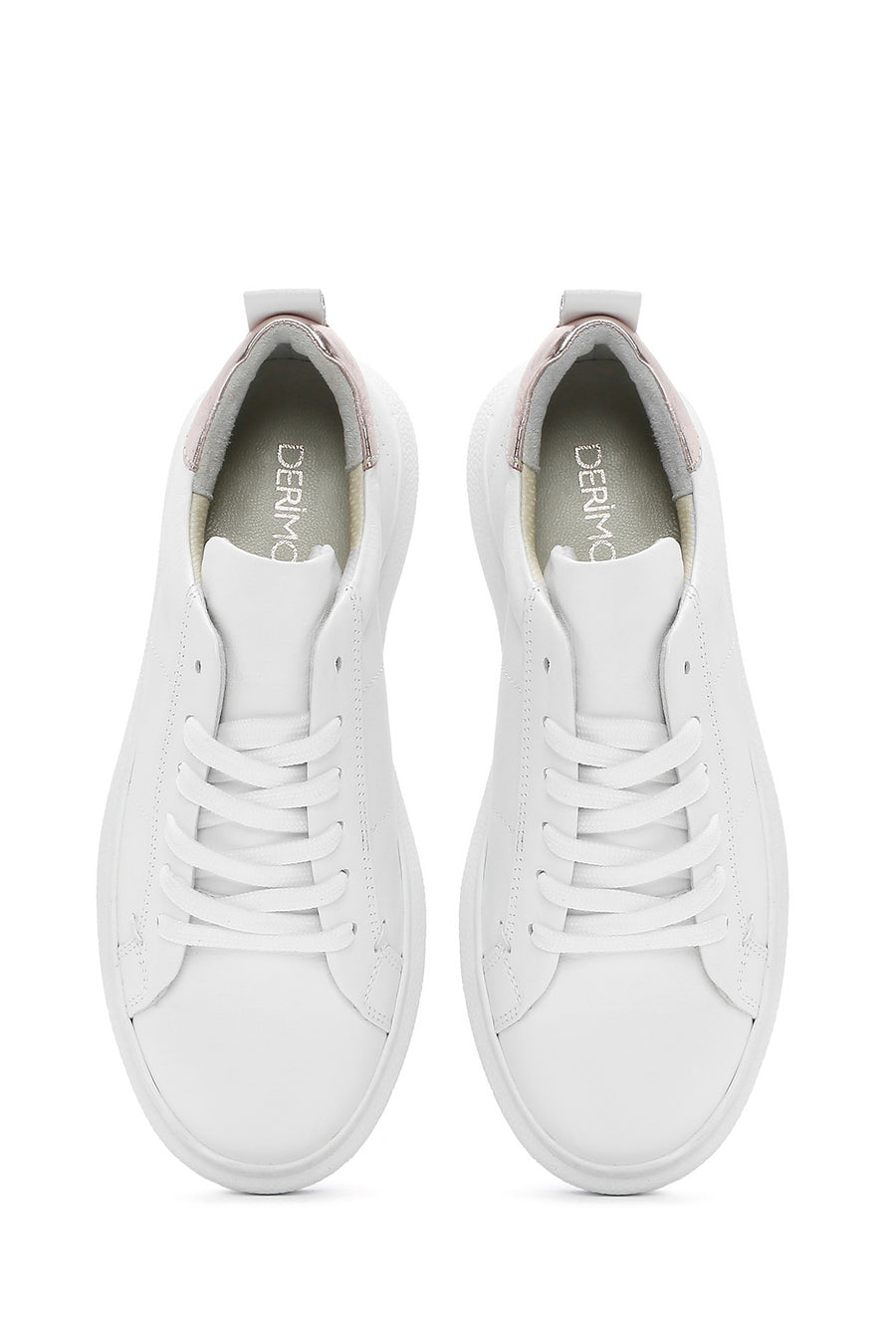 Women's White Lace-Up Leather Sneaker