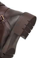 Woman Brown Zip Closure Leather Boots | Derimod