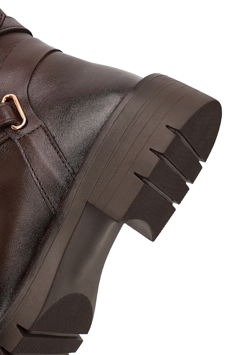 Woman Brown Zip Closure Leather Boots