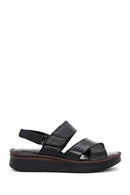 Women's Black Leather Comfort Sandals | Derimod