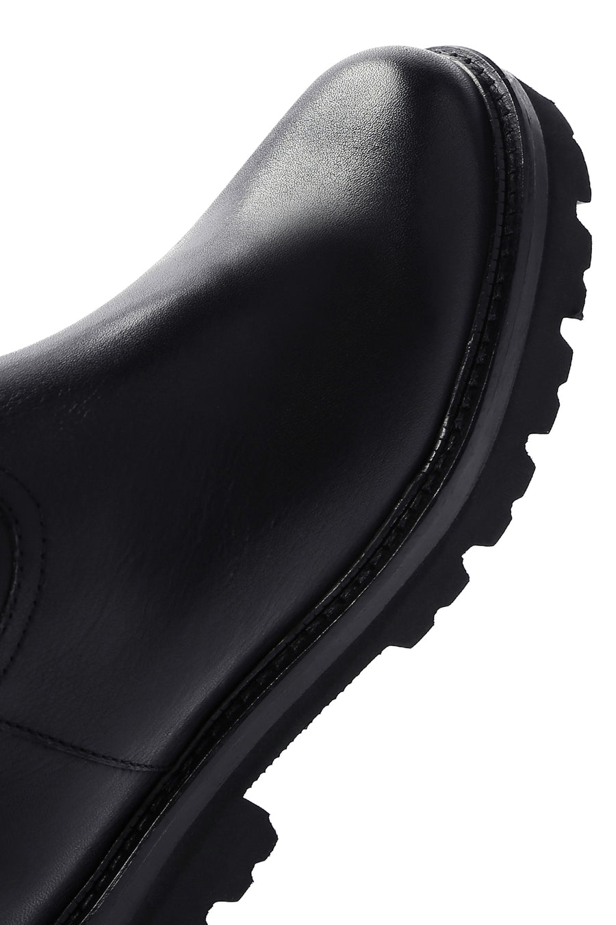 Woman Black Zip Closure Thick-Soled Leather Boot