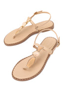 Woman Beige Ankle-Buckle Embellished Toe-Post Sandal | Derimod