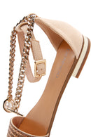 Women's Gold Stone Flat Sandals | Derimod