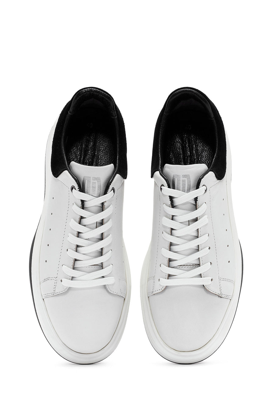 Erkek Beyaz Bağcıklı Deri Sneaker