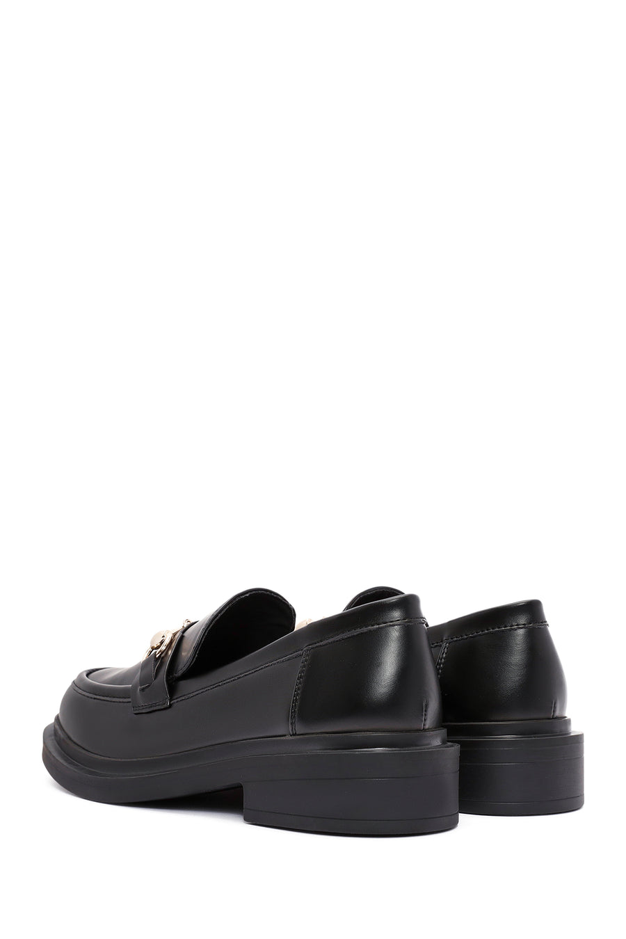 Kadın Siyah Toka Detaylı Maskülen Loafer