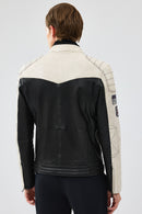 Takeoff Men's Black Leather Jacket with Emblem | Derimod