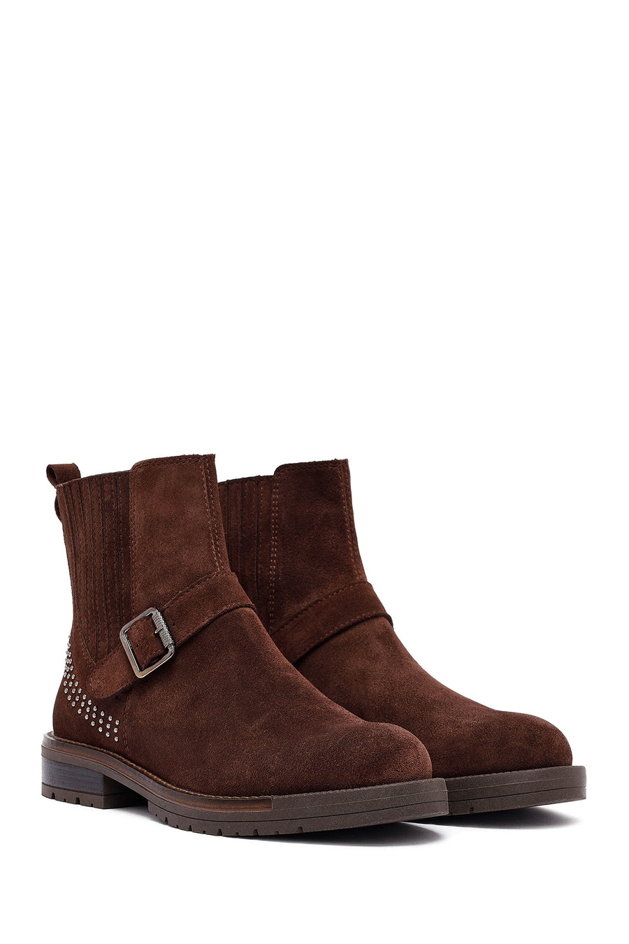 Woman Brown Suede Chelsea Boots